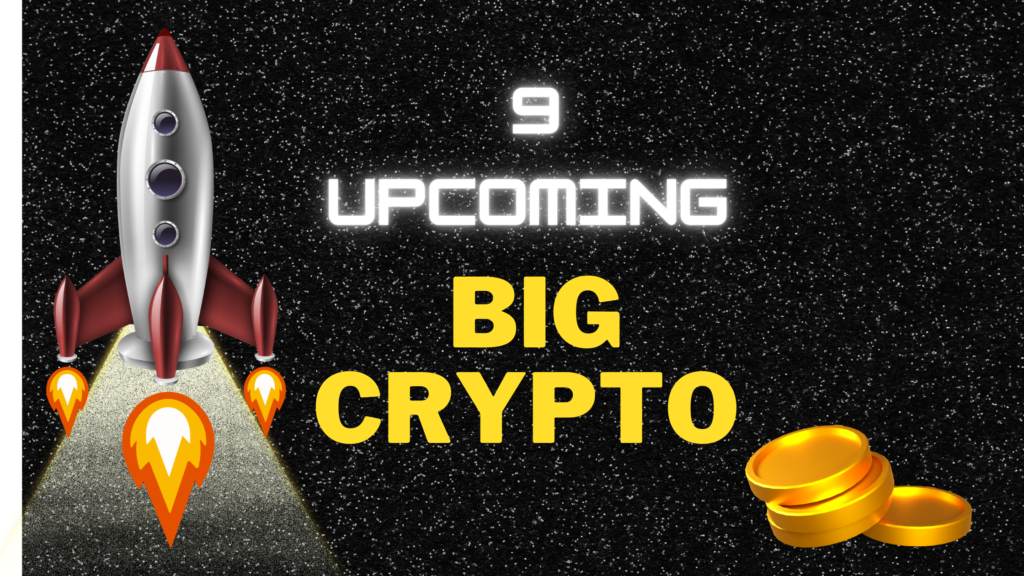 A image where rocket is shown and the fonts are 9 upcoming Crypto Coins for investing 